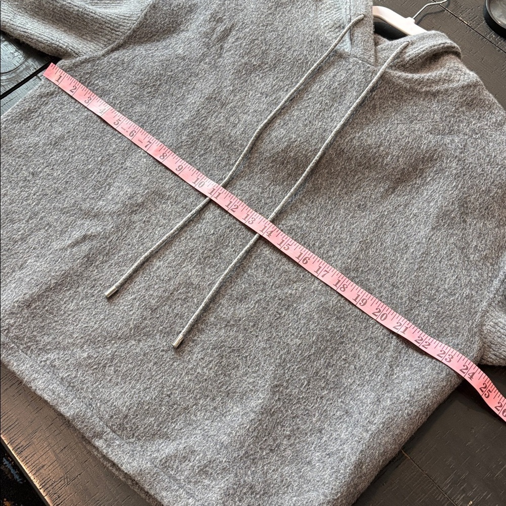 MASSIMO Dutti Gray Wool Blend Bungee Cinch Side Ribbed Hoodie Sweatshirt Small - Picture 8 of 14